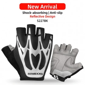 Hobi - Rockbros Sarung Tangan Sepeda Half Finger Shock Absorber Size M - S227 - Black
