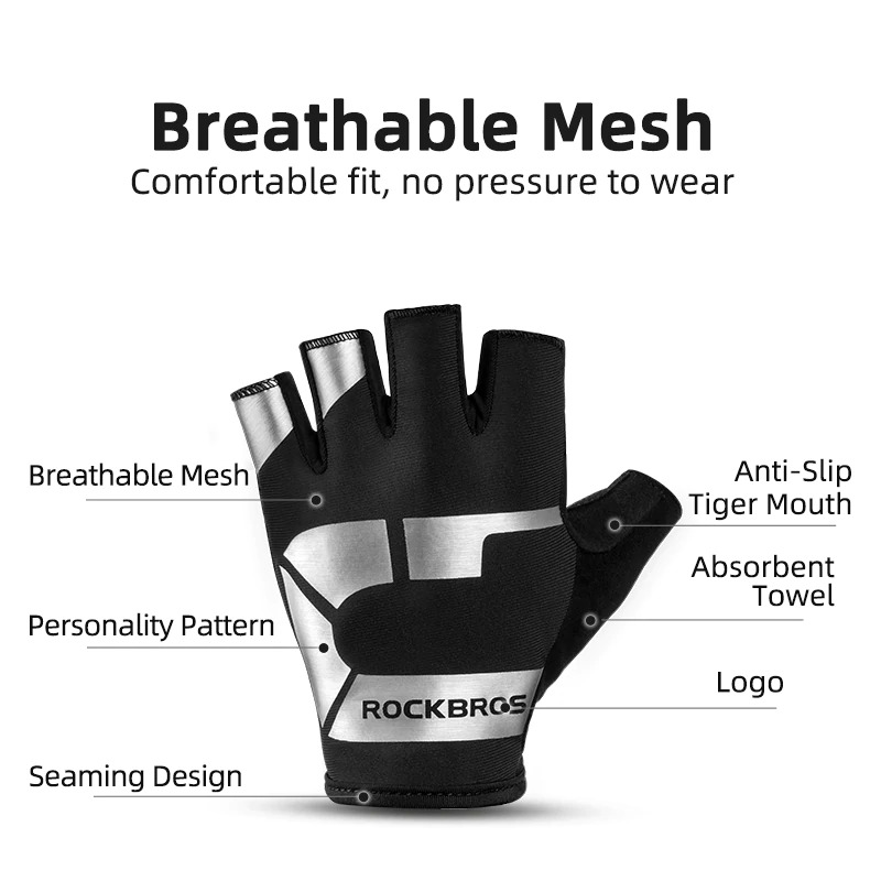Gambar produk Rockbros Sarung Tangan Sepeda Half Finger Shock Absorber Size M - S227