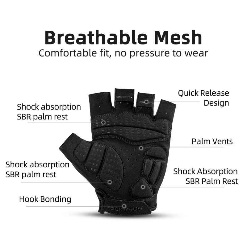 Gambar produk Rockbros Sarung Tangan Sepeda Half Finger Shock Absorber Size M - S227