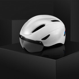 TaffSPORT Helm Sepeda Cycling Bike Helmet Visor Removable Lens - WT-018S-BK - White - 5