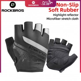 Rockbros Sarung Tangan Sepeda Half Finger Shock Absorber Size L - S247 - Black