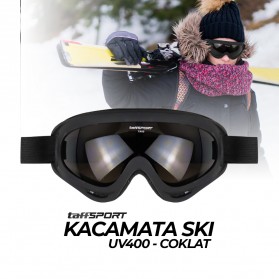 TaffSPORT Kacamata Goggles Ski UV400 - X400 - Brown