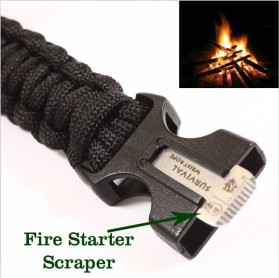 Paracord Survival Bracelet with Magnesium Flint Fire Starter - IMSK03 - Black - 3