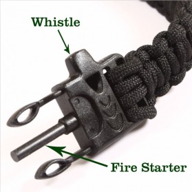 Paracord Survival Bracelet with Magnesium Flint Fire Starter - IMSK03 - Black - 4