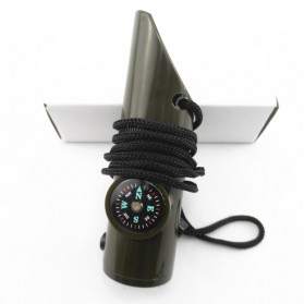 Peluit Survival Multifungsi Dengan Compass, Lampu LED & Pengukur Suhu - Army Green