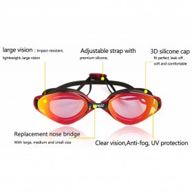 WHALE Kacamata Renang Anti Fog UV Protection - GOG-3550 - Black - 5