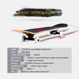 Skateboard Fullset Maple Printing Profesional 8.0 - Model Silent - Black - 7
