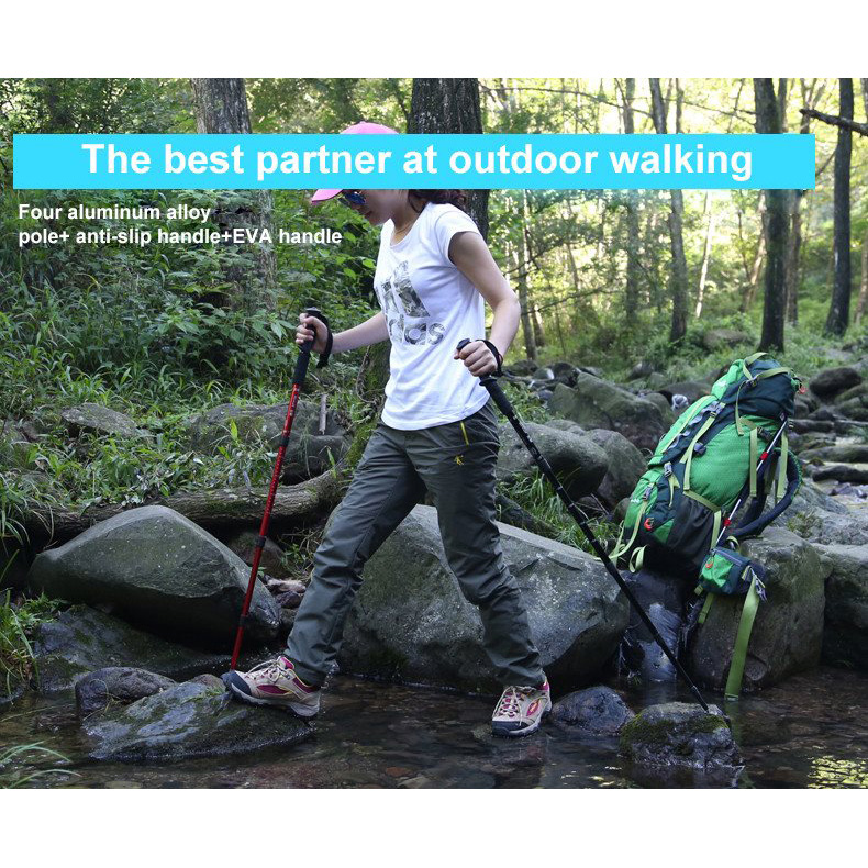 hewolf tongkat hiking trekking alpenstocks 4 section hewolf tongkat hiking trekking alpenstocks 4 section