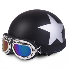 Helm Catok Retro Motor Klasik - Model Star - Black - 1