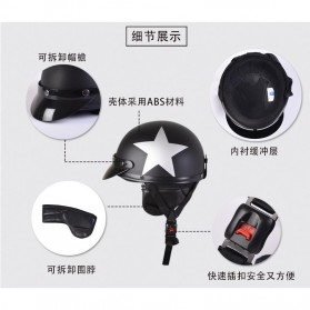Helm Catok Retro Motor Klasik - Model Star - Black - 4