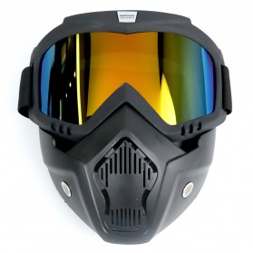 TaffSPORT BOLLFO Kacamata Goggles Mask Motor Retro Anti Glare Windproof - MT-04 - Black Gold