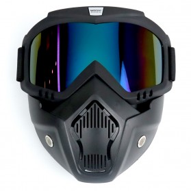 TaffSPORT BOLLFO Kacamata Goggles Mask Motor Retro Anti Glare Windproof - MT-04 - Black/Blue - 1