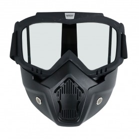 TaffSPORT BOLLFO Kacamata Goggles Mask Motor Retro Anti Glare Windproof - MT-04 - Black/Silver
