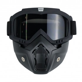 TaffSPORT BOLLFO Kacamata Goggles Mask Motor Retro Anti Glare Windproof - MT-04 - Black/Gray
