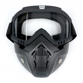 TaffSPORT BOLLFO Kacamata Goggles Mask Motor Retro Anti Glare Windproof - MT-04 - Black/Transparant