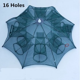Jaring Pancing Ikan Udang Automatic Folding Umbrella Fishing Net Cage 16 Holes - H14572 - 1