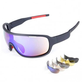 POC Kacamata Sepeda Polarized Sunglasses UV400 dengan 5 Lensa - SP001 - Black