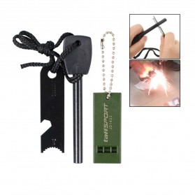 TaffSPORT Outdoor Survival Magnesium Flint Stone with Whistle - JD1422 - Black - 3