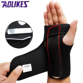 AOLIKES Sarung Tangan Adjust Wristband Steel Wrist Brace Carpal Tunnel Syndrome Right 1 PCS - A-1676 - Black