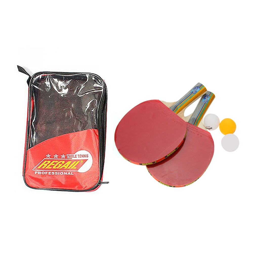 REGAIL Perlengkapan  Set Tenis Meja  Pingpong 2 Raket 3 