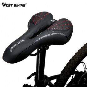 West Biking Jok Sadel Sepeda Bike Saddle Silicone Gel Cushion PU Leather - YP0801086 - Black