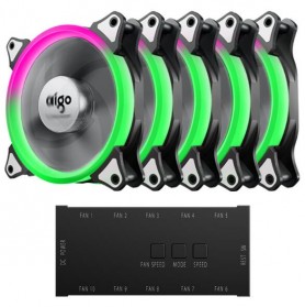 Aigo Aurora C5 CPU Fan RGB LED 120mm 5PCS with Controller - 2