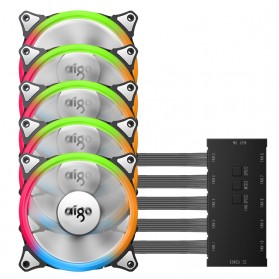 Aigo Aurora C5 CPU Fan RGB LED 120mm 5PCS with Controller - 4