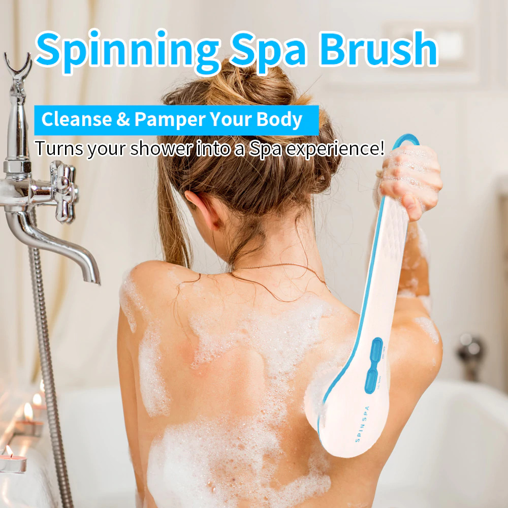 SPIN SPA Alat Pijat Mandi 5 in 1 Electric Shower Bath Brush Scrub - GZ04 - White - JakartaNotebook.com