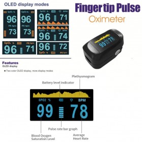 Jumper Alat Pengukur Detak Jantung Kadar Oksigen Fingertip Pulse Oximeter - C101A2 - Black - 5
