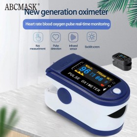 Perlengkapan Medis - ABCMASK Alat Pengukur Detak Jantung Kadar Oksigen Fingertip Pulse Oximeter - LK88 - White/Blue