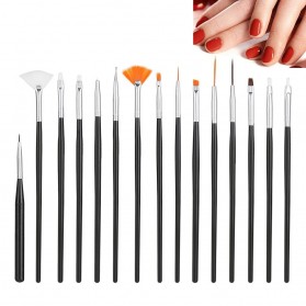 NelBeauty Brush Kutek Kuku Pro Nail Art Dotting Tools 15 PCS - N1800 - Black - 3