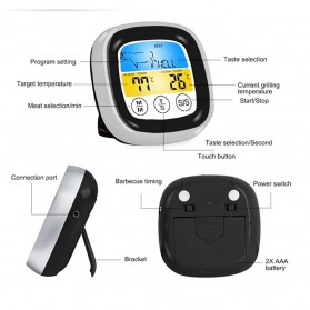 Anpro Digital Food Thermometer Meat BBQ Cooking Timer Touch Screen - HY-2702 - Black - 5