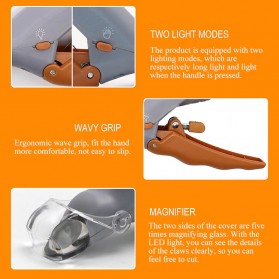YASNI Gunting Kuku Anjing Kucing LED Pet Nail Toe Claw Clipper - Y333 - Gray/Orange - 4
