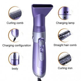 SHINON Pengering Rambut 5 in 1 Curling Straightener Comb Hair Dryer Quick Dry Blower - SH-9822 - Purple - 2