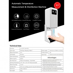 Rehabor Thermometer Hand Non Contact With Soap Dispenser- YR-M3 - White - 7