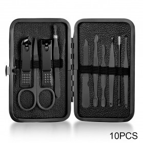 VCHOSE Set Perlengkapan Gunting Kuku Manicure Pedicure Cutters Nail Clipper 10 PCS - S0M020 - Black