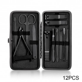VCHOSE Set Perlengkapan Gunting Kuku Manicure Pedicure Cutters Nail Clipper 12 PCS - S0M020 - Black