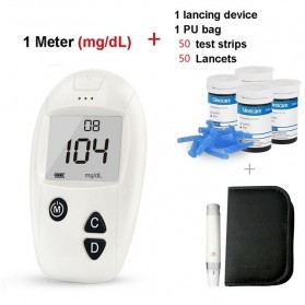 Sinocare Tester Gula Darah Diabetes Blood Glucose Sugar Meter mg/dl with 50 Test Strip - GA-7 - White