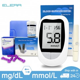 Monitor Tekanan Darah - ELERA Tester Gula Darah Glucometer Blood Sugar Kit with 50 Test Strip & Lancets - KH100 - White