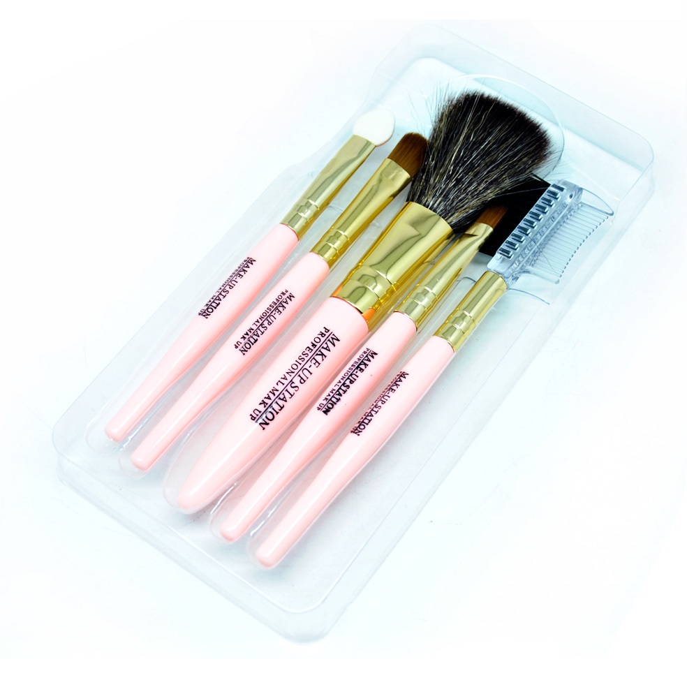 Cosmetic Make Up Brush 5 Set / Kuas Make Up - Pink 