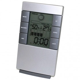 Weather Station Humidity Temperature Alarm Desk Clock Jam Alarm - 3210 - Silver - 4