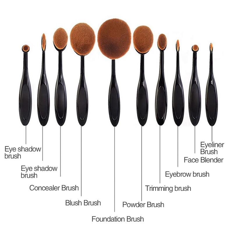 Oval Brush Kuas Make Up kuas kosmetik make up oval brush wajah 10 pcs black Oval Brush Kuas Make Up kuas kosmetik make up oval brush wajah 10 pcs black