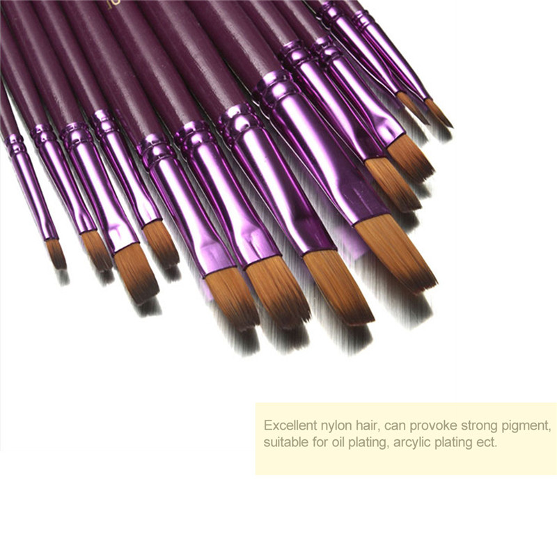 Zhu Ting Brush Kuas  Lukis Gambar  12 PCS Purple 