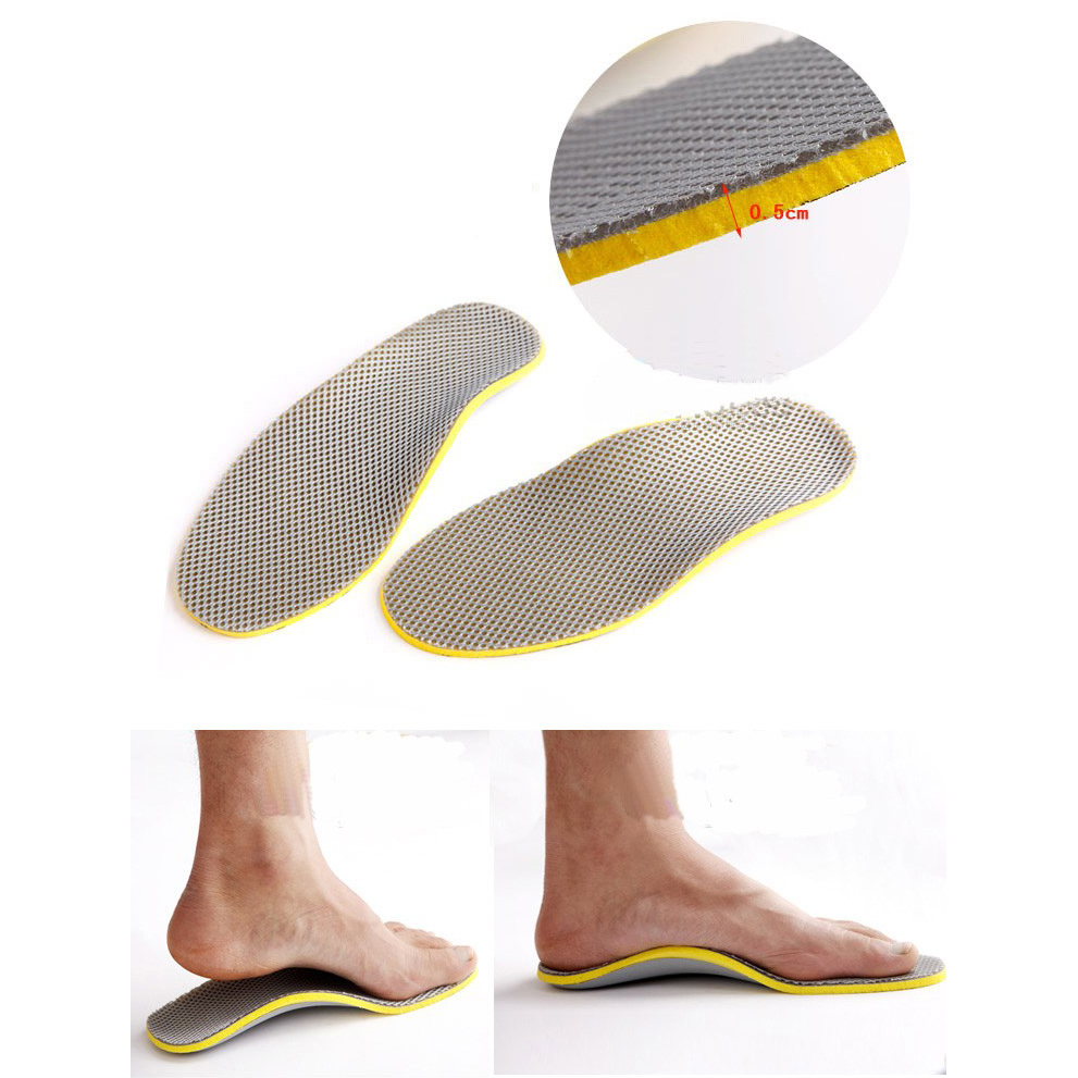 Sol Sepatu 3D Premium Orthotics Flat Foot Size L Gray Yellow
