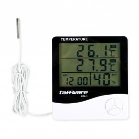 Taffware Digital Temperature, Humidity Meter with Clock Alarm Calender - HTC-2 - White