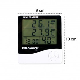 Taffware Digital Temperature, Humidity Meter with Clock Alarm Calender - HTC-2 - White - 6