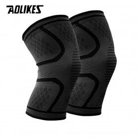 Pelindung Tubuh - AOLIKES Pelindung Lutut Knee Support Pad Brace Fitness Gym 1 Pair Size L 42-47 - 7718 - Black
