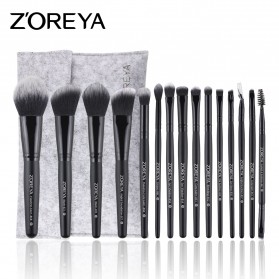Zoreya Brush Make Up 15 Set dengan Pouch - ZZ15 - Black - 1