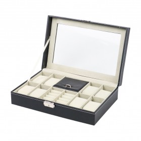 Kotak Perhiasan dan Jam Tangan Organizer Box - Black