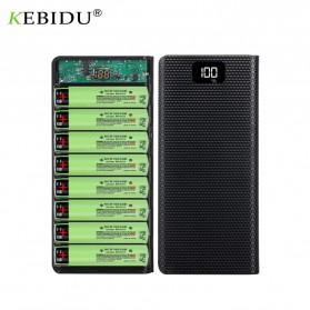 Kebidu DIY Power Bank Case USB Type C 8 x 18650 2 Port - C18 - Black